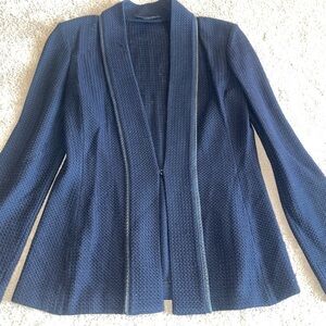 St. John Navy Open-Front Knit Blazer Cardigan